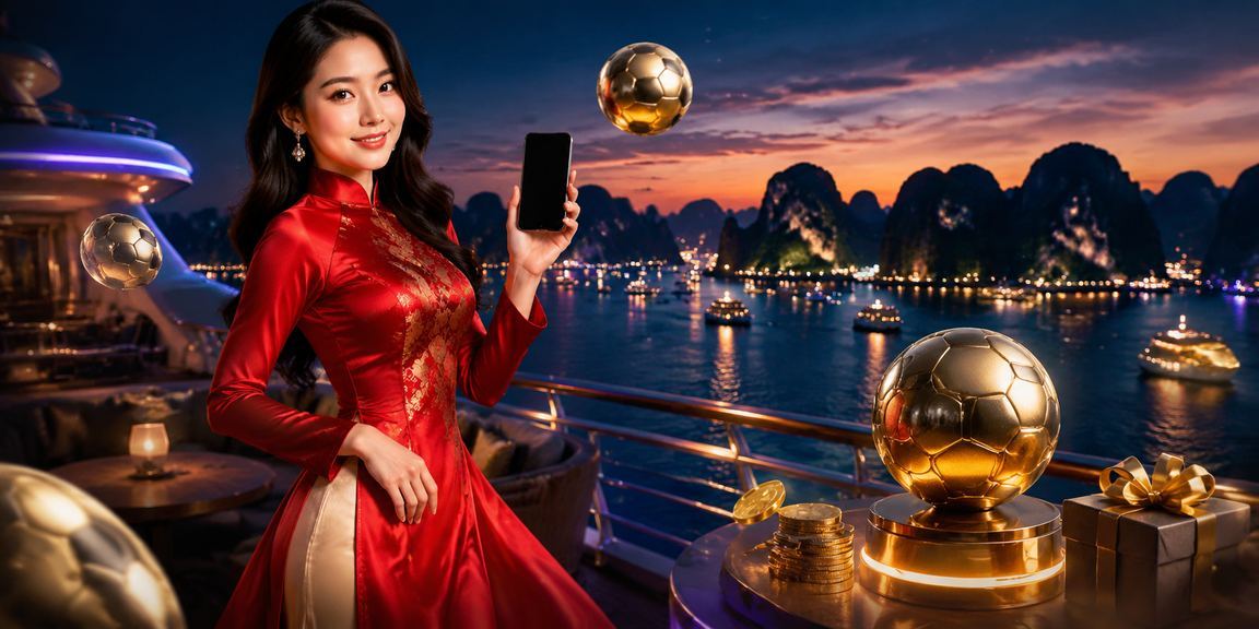Vịnh Hạ Long với người dùng áo dài theo dõi bóng đá và nền tảng mobile